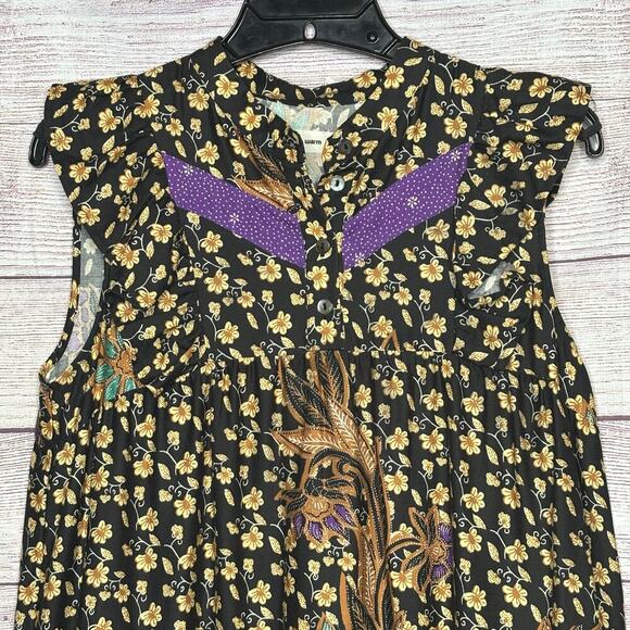 Warm Women's Boho Hippe Ruffle Sleeveless Cotton Breezy Floral Dress Size Small - Picture 8 of 16
